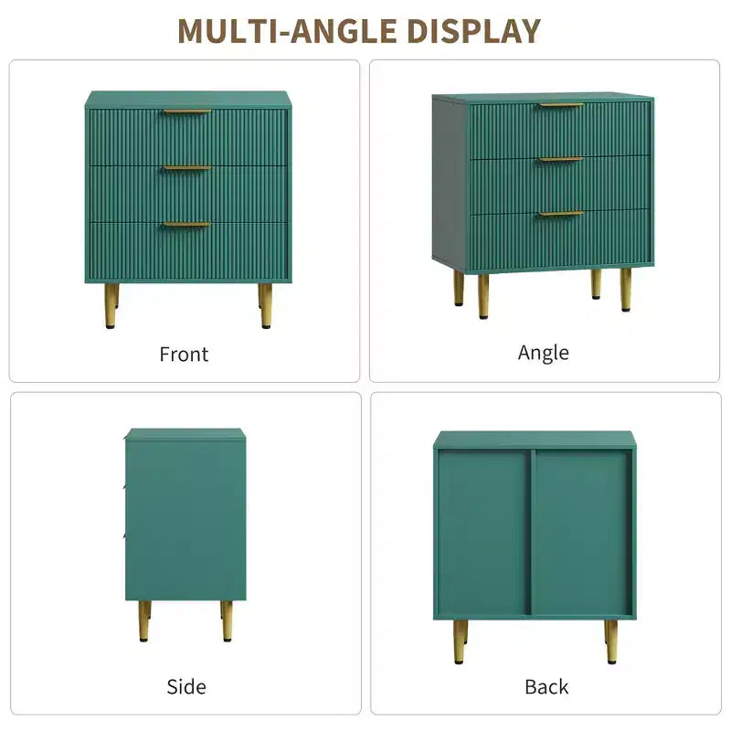 3/5/6 Drawer Dresser, Modern Black Fluted Dresser for Bedroom, Wood Chest of Drawers Nightstand with Metal Handles & Legs for Living Room, Entryway