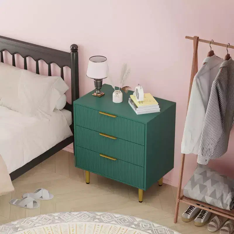 3/5/6 Drawer Dresser, Modern Black Fluted Dresser for Bedroom, Wood Chest of Drawers Nightstand with Metal Handles & Legs for Living Room, Entryway