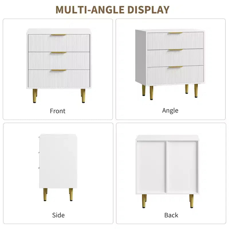 3/5/6 Drawer Dresser, Modern Black Fluted Dresser for Bedroom, Wood Chest of Drawers Nightstand with Metal Handles & Legs for Living Room, Entryway