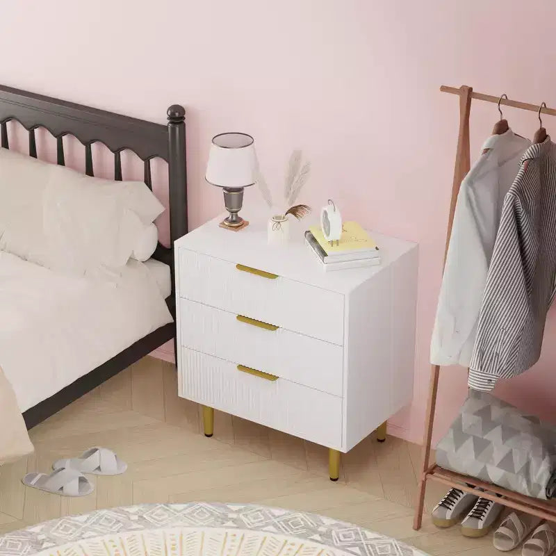 3/5/6 Drawer Dresser, Modern Black Fluted Dresser for Bedroom, Wood Chest of Drawers Nightstand with Metal Handles & Legs for Living Room, Entryway