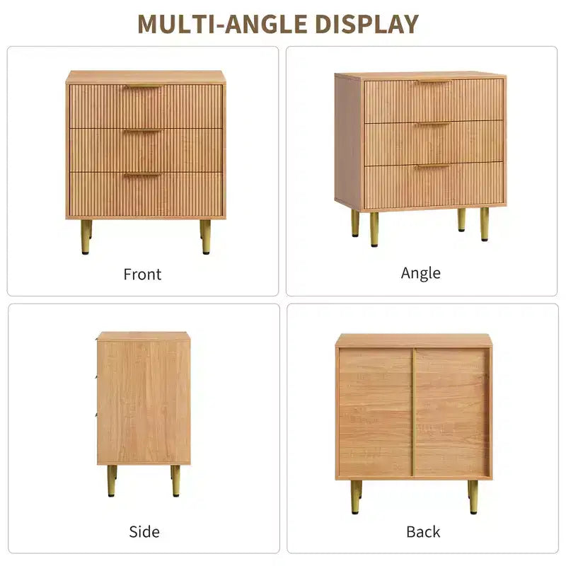 3/5/6 Drawer Dresser, Modern Black Fluted Dresser for Bedroom, Wood Chest of Drawers Nightstand with Metal Handles & Legs for Living Room, Entryway