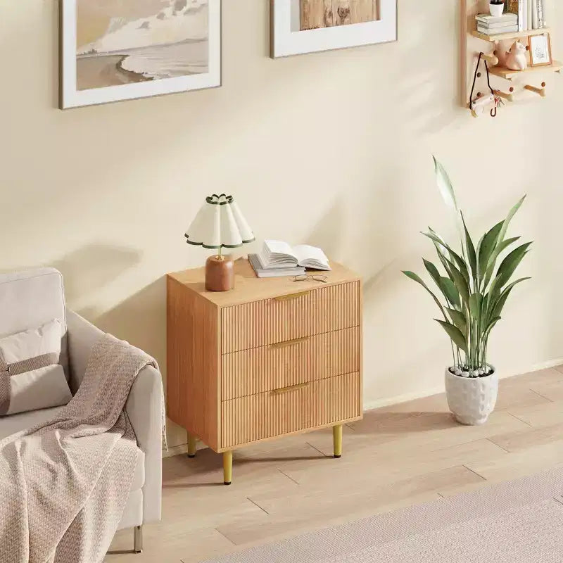 3/5/6 Drawer Dresser, Modern Black Fluted Dresser for Bedroom, Wood Chest of Drawers Nightstand with Metal Handles & Legs for Living Room, Entryway