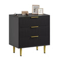 3/5/6 Drawer Dresser, Modern Black Fluted Dresser for Bedroom, Wood Chest of Drawers Nightstand with Metal Handles & Legs for Living Room, Entryway