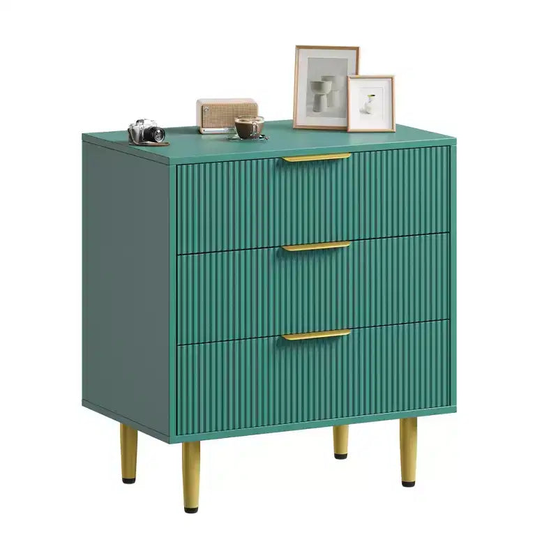 3/5/6 Drawer Dresser, Modern Black Fluted Dresser for Bedroom, Wood Chest of Drawers Nightstand with Metal Handles & Legs for Living Room, Entryway