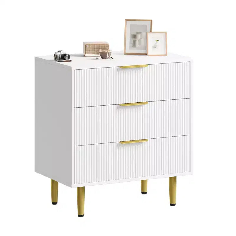 3/5/6 Drawer Dresser, Modern Black Fluted Dresser for Bedroom, Wood Chest of Drawers Nightstand with Metal Handles & Legs for Living Room, Entryway
