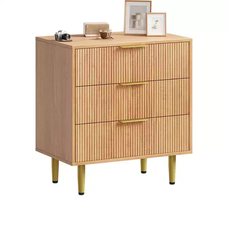 3/5/6 Drawer Dresser, Modern Black Fluted Dresser for Bedroom, Wood Chest of Drawers Nightstand with Metal Handles & Legs for Living Room, Entryway