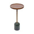 Kate and Laurel Shorrock Wood and Marble Side Table, 12x12x24, Walnut Brown and Gold