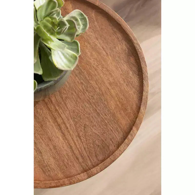 Kate and Laurel Shorrock Wood and Marble Side Table, 12x12x24, Walnut Brown and Gold