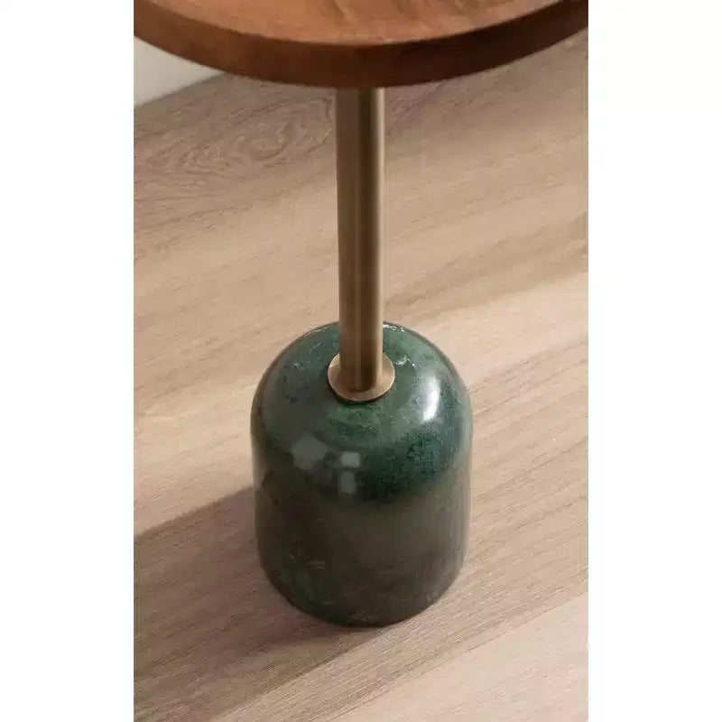 Kate and Laurel Shorrock Wood and Marble Side Table, 12x12x24, Walnut Brown and Gold