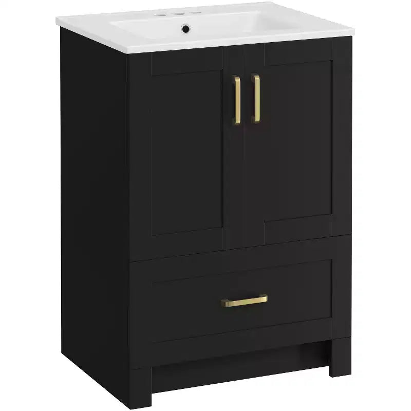 Yaheetech 34inch Floor Bathroom Vanity Wooden Bathroom Storage Cabinet with Sink