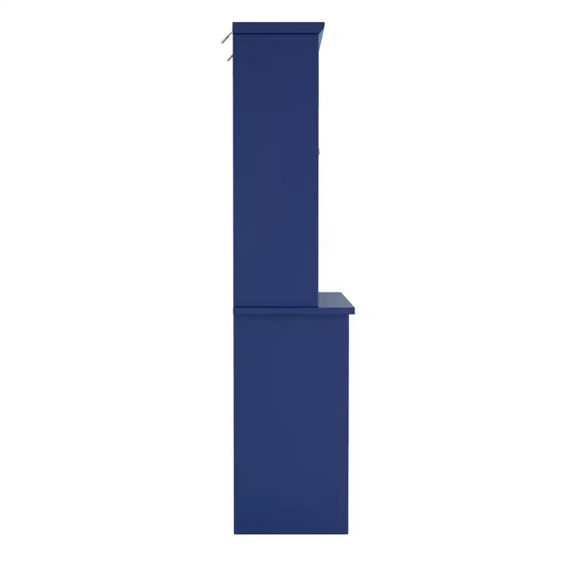 GDFStudio Jim Farmhouse 35.4 Freestanding Tall Kitchen Pantry Cabinet with Wine Rack and Tempered Glass Doors