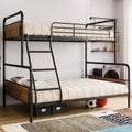 Heavy-Duty Bunk Beds with Ladders, Guardrails, and Under-Bed Storage; Made of Metal, Suitable for Children and Teenagers, Quiet, and Space-Saving