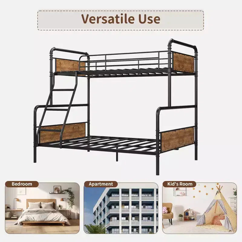 Heavy-Duty Bunk Beds with Ladders, Guardrails, and Under-Bed Storage; Made of Metal, Suitable for Children and Teenagers, Quiet, and Space-Saving