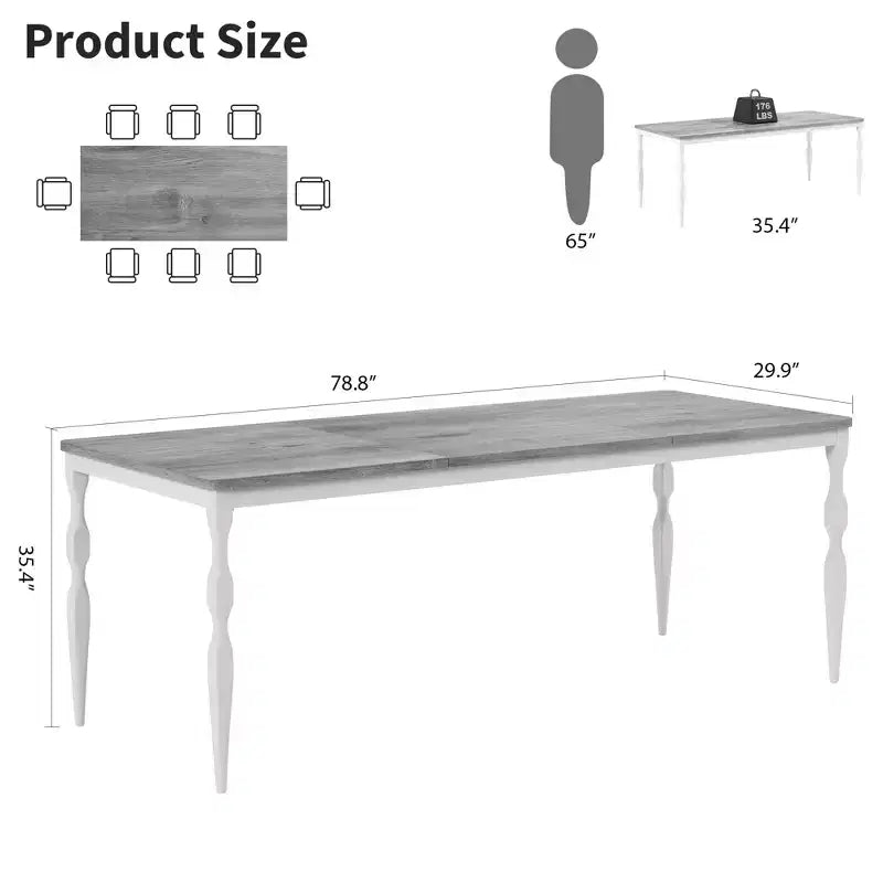 Farmhouse Kitchen TablRectangular Dining Table for 6,. for Party, Big Family,