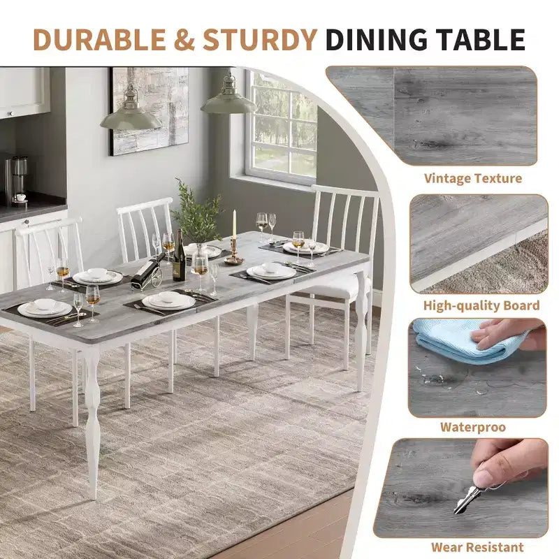 Farmhouse Kitchen TablRectangular Dining Table for 6,. for Party, Big Family,