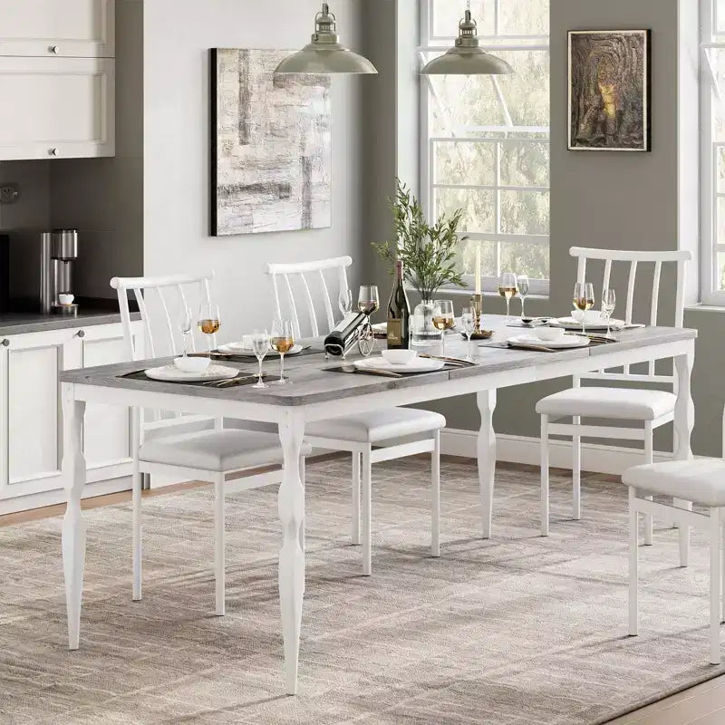 Farmhouse Kitchen TablRectangular Dining Table for 6,. for Party, Big Family,