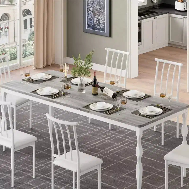 Farmhouse Kitchen TablRectangular Dining Table for 6,. for Party, Big Family,