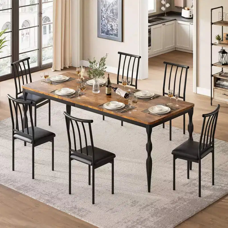 Farmhouse Kitchen TablRectangular Dining Table for 6,. for Party, Big Family,