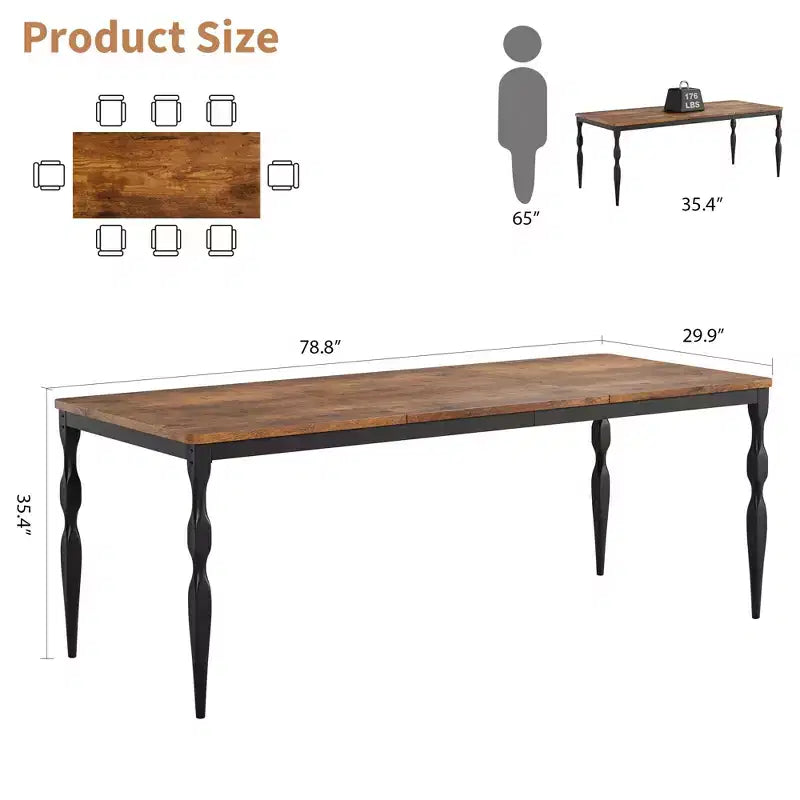 Farmhouse Kitchen TablRectangular Dining Table for 6,. for Party, Big Family,