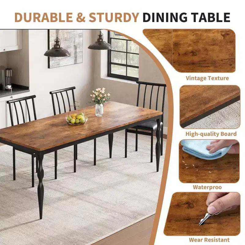 Farmhouse Kitchen TablRectangular Dining Table for 6,. for Party, Big Family,