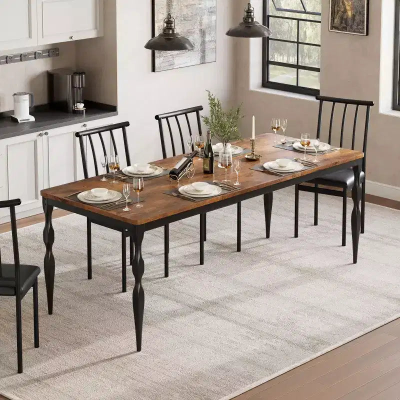Farmhouse Kitchen TablRectangular Dining Table for 6,. for Party, Big Family,