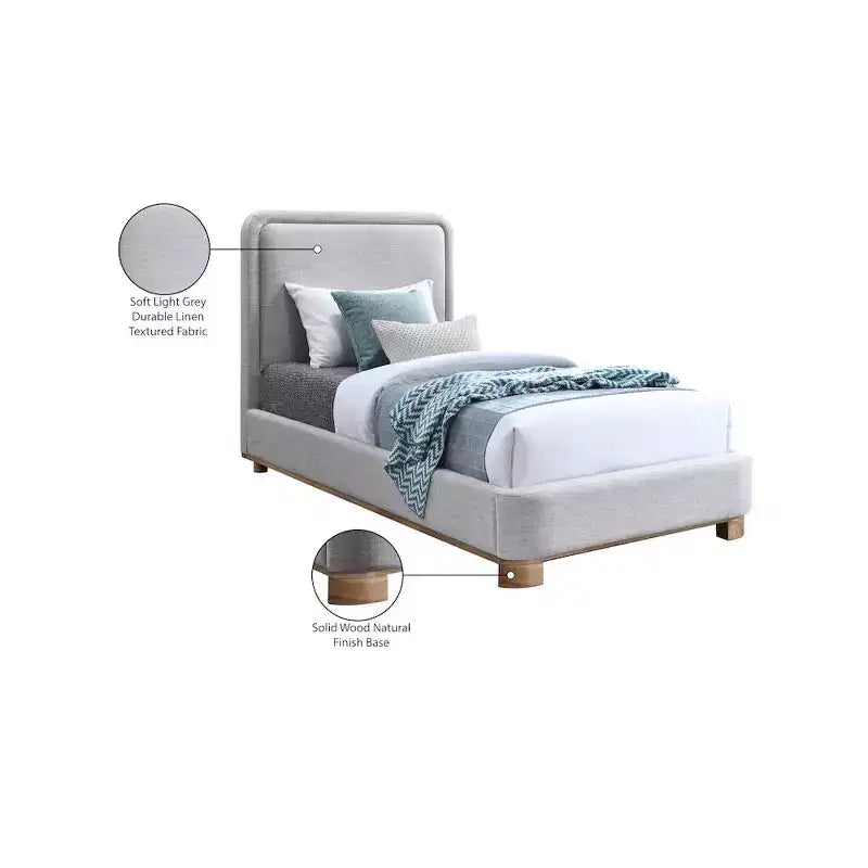 Meridian Furniture,Nolita Linen Textured Fabric Bed