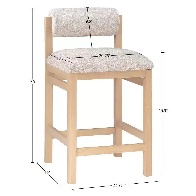 Meridian Furniture Roundhill Linen Textured Fabric Upholstered Counter Stool