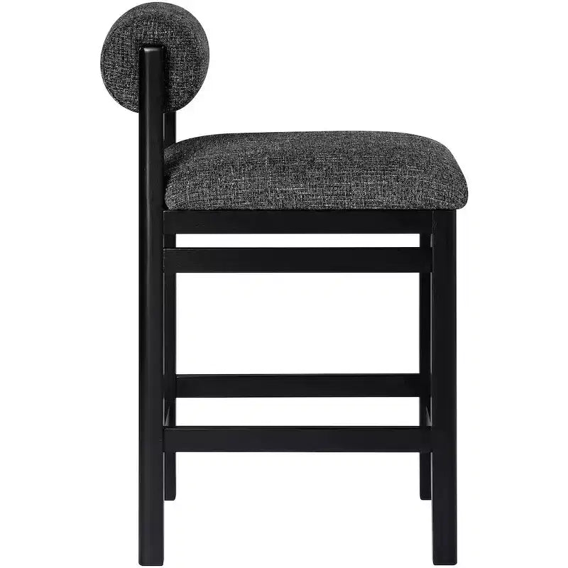 Meridian Furniture Roundhill Linen Textured Fabric Upholstered Counter Stool