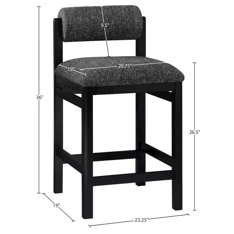 Meridian Furniture Roundhill Linen Textured Fabric Upholstered Counter Stool