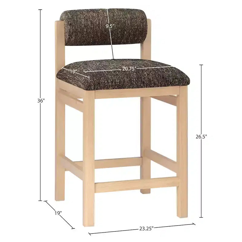 Meridian Furniture Roundhill Linen Textured Fabric Upholstered Counter Stool