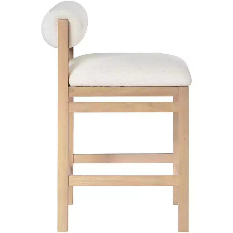 Meridian Furniture Roundhill Linen Textured Fabric Upholstered Counter Stool
