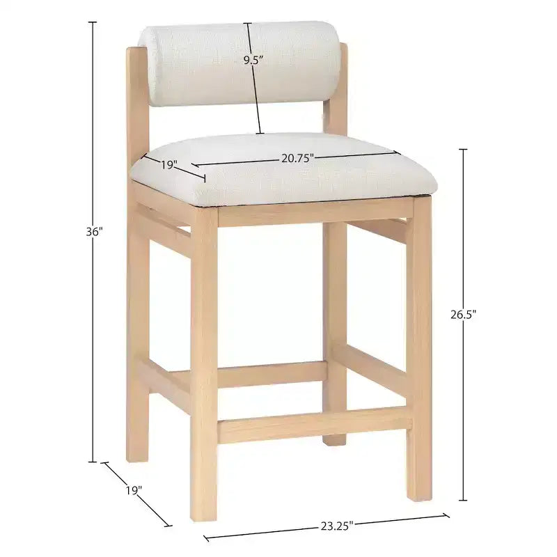 Meridian Furniture Roundhill Linen Textured Fabric Upholstered Counter Stool