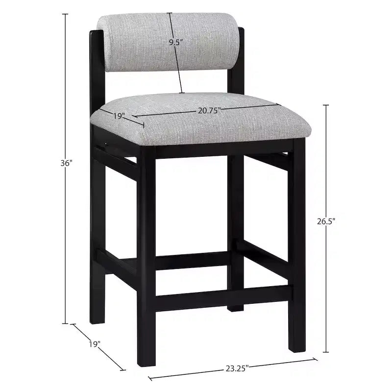 Meridian Furniture Roundhill Linen Textured Fabric Upholstered Counter Stool