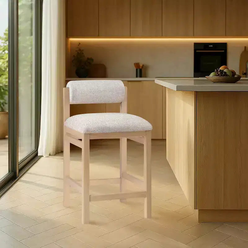 Meridian Furniture Roundhill Linen Textured Fabric Upholstered Counter Stool