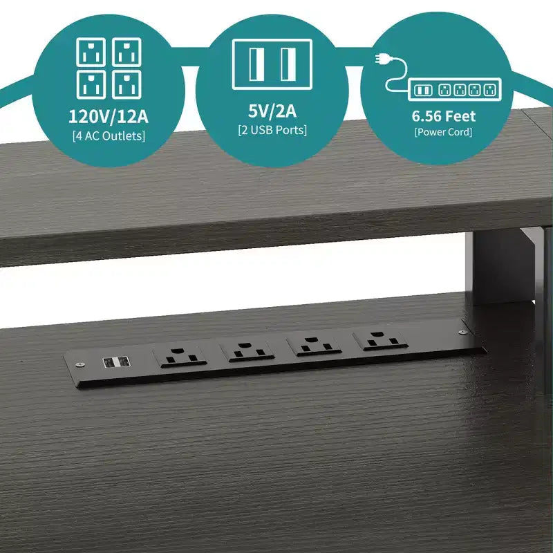Balconera 65inch L Shaped Desk Computer Desk with LED Lights &File Cabinet, Corner Desk with 3 Drawers & 4 Open Storage Shelves