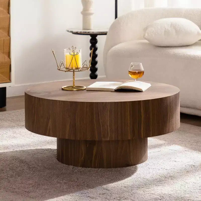 30.5 Modern Round Coffee Table, Minimalist MDF Wooden Center Table for Living Room - Panipeachy
