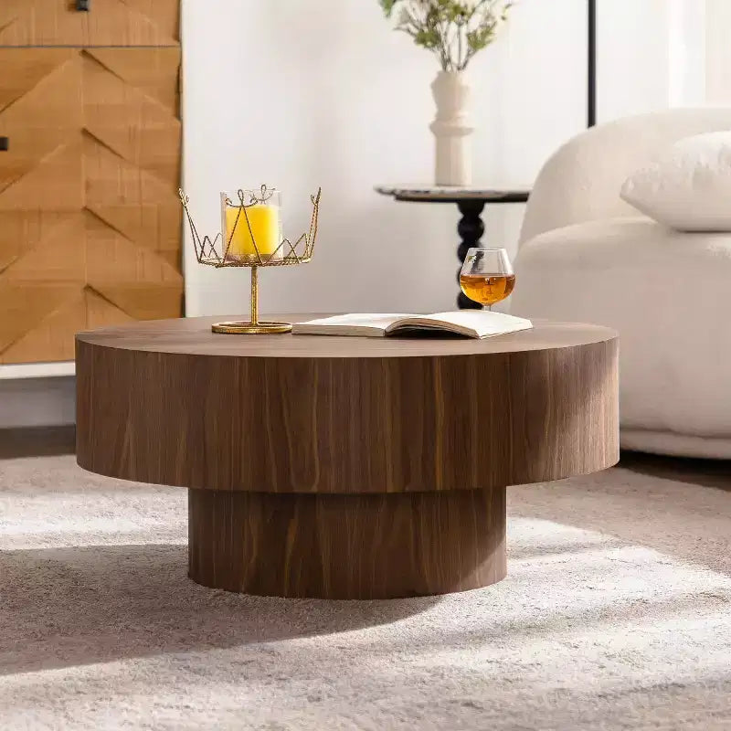 30.5 Modern Round Coffee Table, Minimalist MDF Wooden Center Table for Living Room - Panipeachy