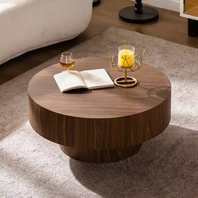 30.5 Modern Round Coffee Table, Minimalist MDF Wooden Center Table for Living Room - Panipeachy