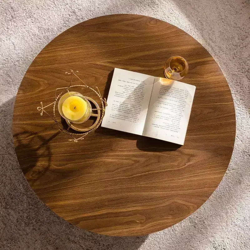 30.5 Modern Round Coffee Table, Minimalist MDF Wooden Center Table for Living Room - Panipeachy
