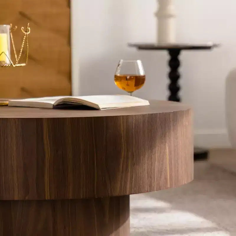 30.5 Modern Round Coffee Table, Minimalist MDF Wooden Center Table for Living Room - Panipeachy