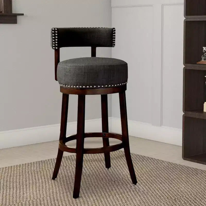 Royal Hampton Contemporary 29Barstool With linen Cushion, Gray Finish, Set of 2