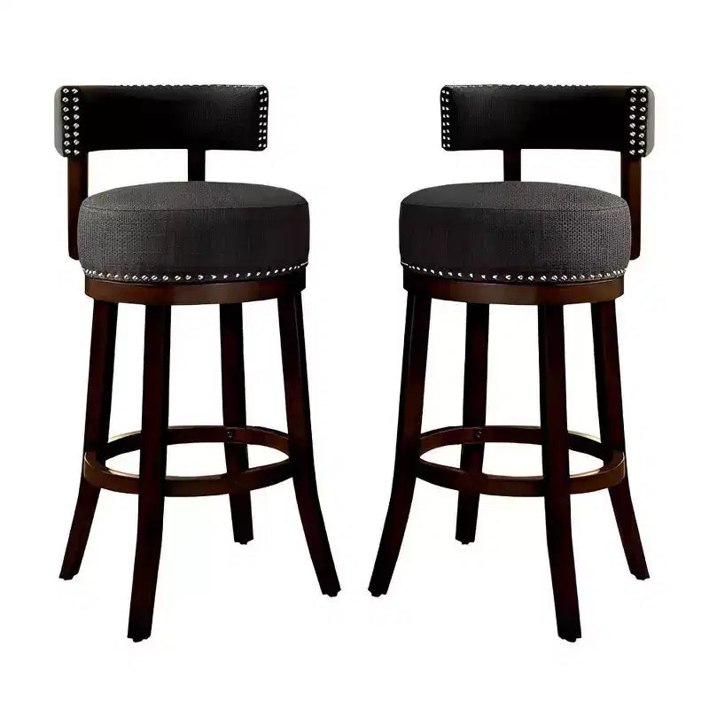 Royal Hampton Contemporary 29Barstool With linen Cushion, Gray Finish, Set of 2