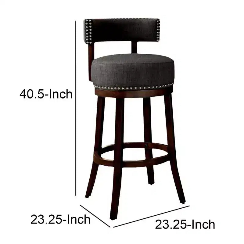 Royal Hampton Contemporary 29Barstool With linen Cushion, Gray Finish, Set of 2