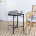 GDFStudio Bissell Modern Industrial Teak Root Wood Side Table with Metal Frame