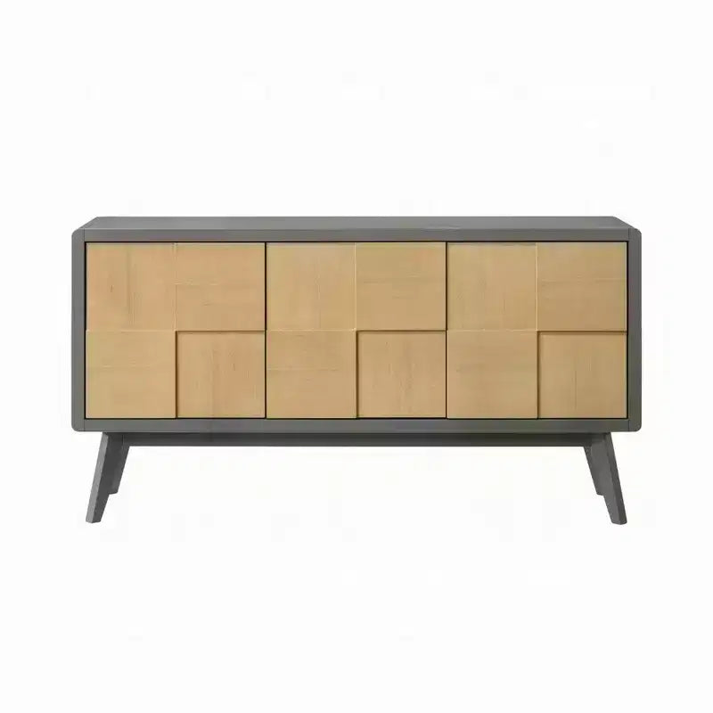 Royal Hampton Sideboard Buffet Console, 59 Inch, Brown Geometric Front Design
