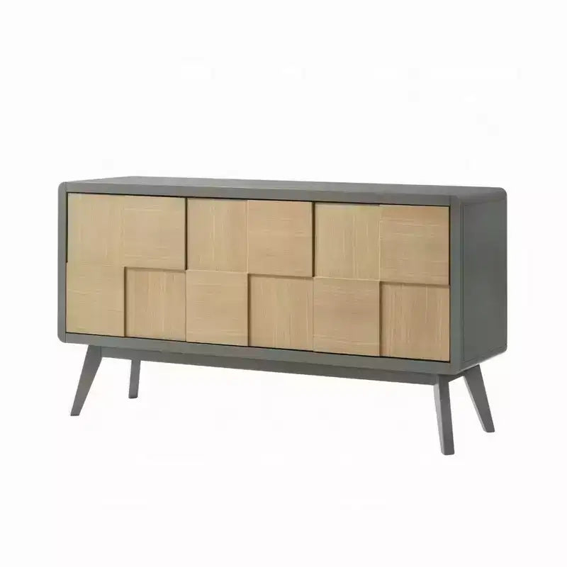 Royal Hampton Sideboard Buffet Console, 59 Inch, Brown Geometric Front Design