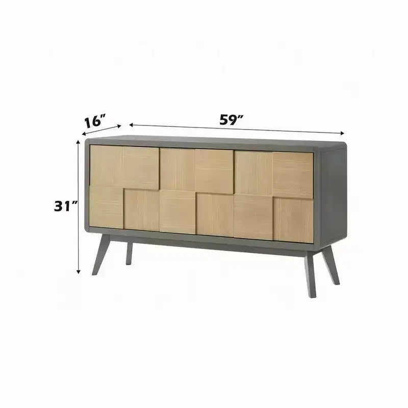 Royal Hampton Sideboard Buffet Console, 59 Inch, Brown Geometric Front Design