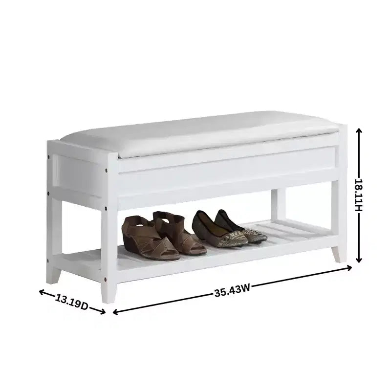 Homy Casa Wooden Storage Shoe Bench with Upholstered Seat for Entryway, Hallway, Espresso