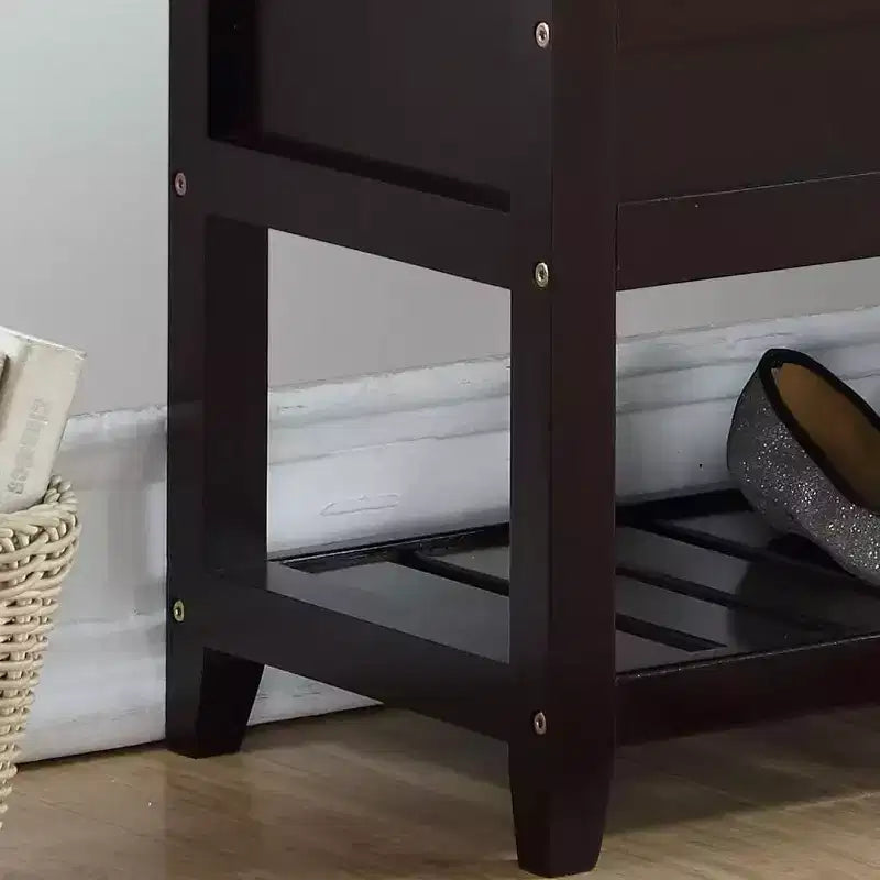 Homy Casa Wooden Storage Shoe Bench with Upholstered Seat for Entryway, Hallway, Espresso