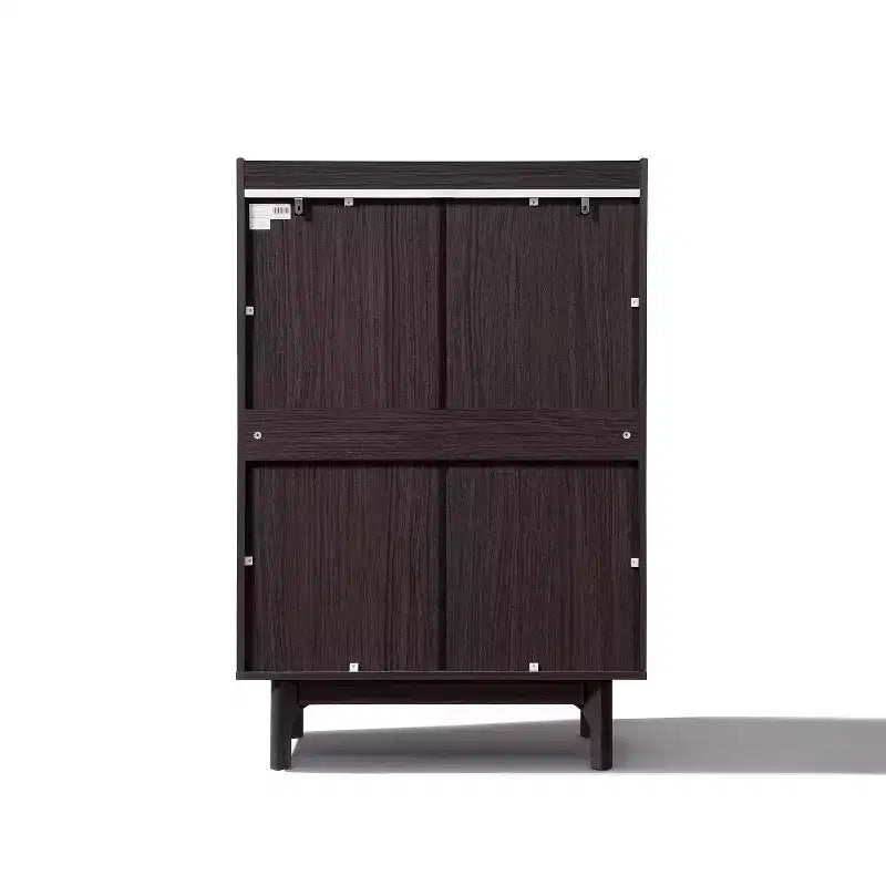 LuxenHome 31.4 W Modi Wenge Accent Cabinet with Faux Marble Top, Storage Cabinet with Door, Dark Brown